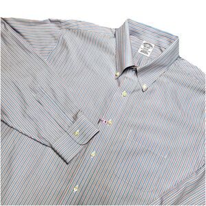 Brooks Brothers Striped Blue Shirt Mens 17.5-35 Button Up Supima Cotton Preppy